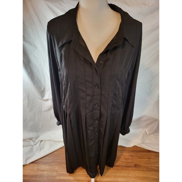 Lane Bryant Dresses & Skirts - Lane Bryant 6th & LN Black Pleated Shirt Dress Button Front Plus‎ Size 22